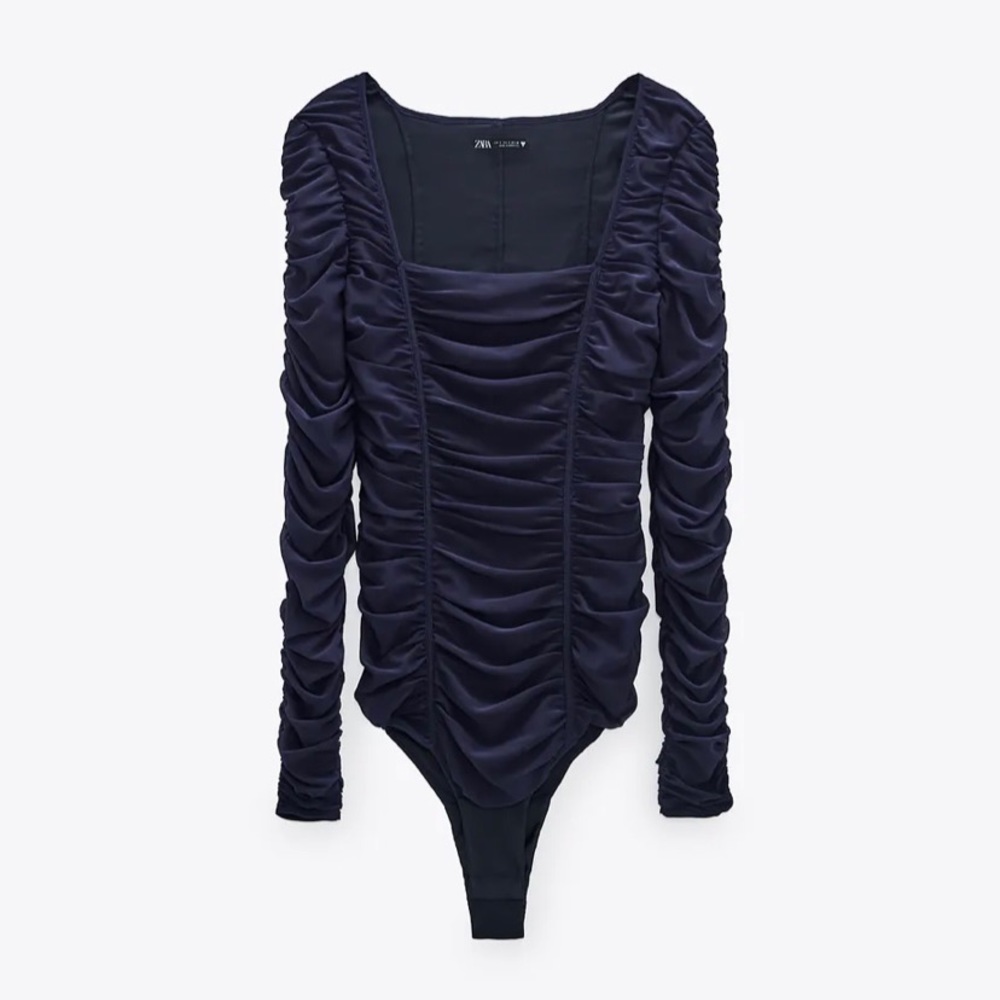 Draped Tulle Bodysuit